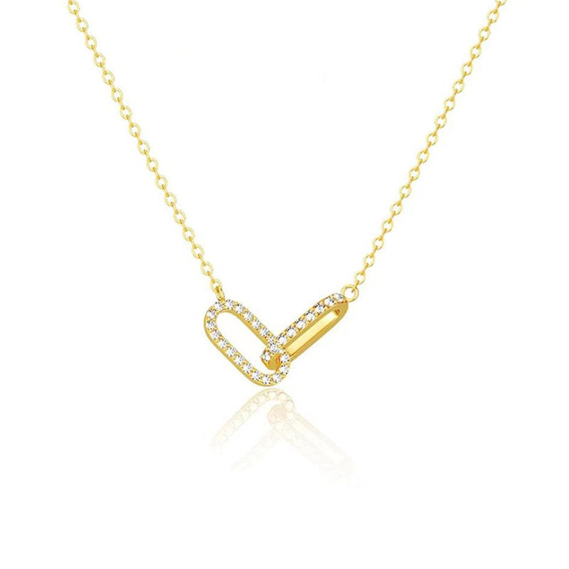 Double Oval Knot Pendant Diamond Necklace